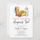 Roze Taco's Brouwen en Luiers ook! Baby Shower Kaart (Voorkant)