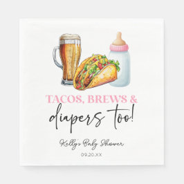 Roze Taco's Brouwen en Luiers ook! Baby Shower Servet