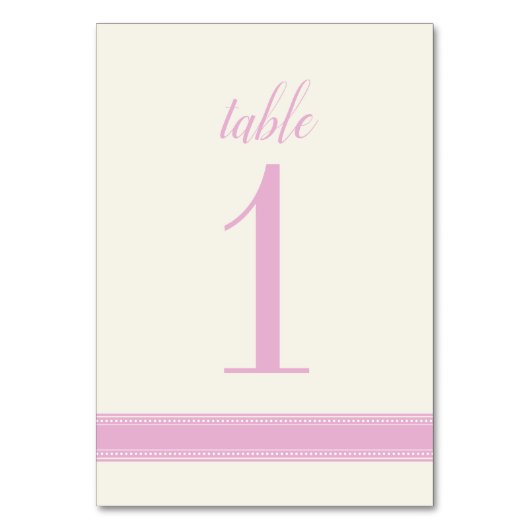 Roze tafel nummer, Caroline Trouwtafel Teken Kaart (Voorkant)