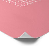 Roze Tafel Stoelen Huwelijk Zitplaats Chart Poster (Hoek)