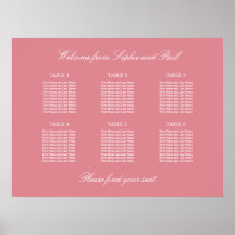 Roze Tafel Stoelen Huwelijk Zitplaats Chart Poster