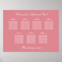 Roze Tafel Stoelen Huwelijk Zitplaats Chart Poster