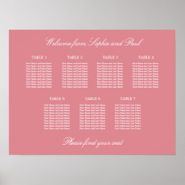 Roze Tafel Stoelen Huwelijk Zitplaats Chart Poster