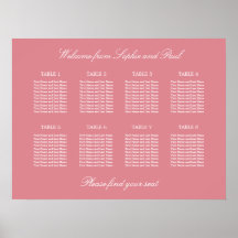 Roze Tafel Stoelen Plattegrond Poster voor Trouwfe