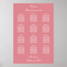 Roze Tafel Trouw Stoelen Plattegrond Poster
