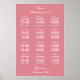Roze Tafel Trouw Stoelen Plattegrond Poster