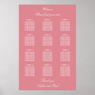 Roze Tafel Trouw Stoelen Plattegrond Poster