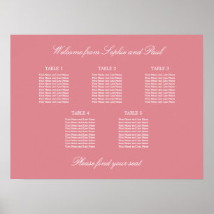 Roze Tafel Trouw Stoelen Plattegrond Poster