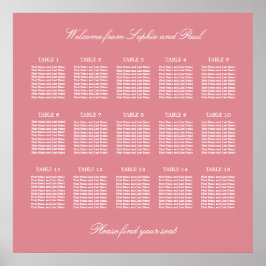 Roze Tafel Trouw Stoelen Plattegrond Poster