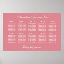 Roze Tafel Trouw Stoelen Plattegrond Poster 10