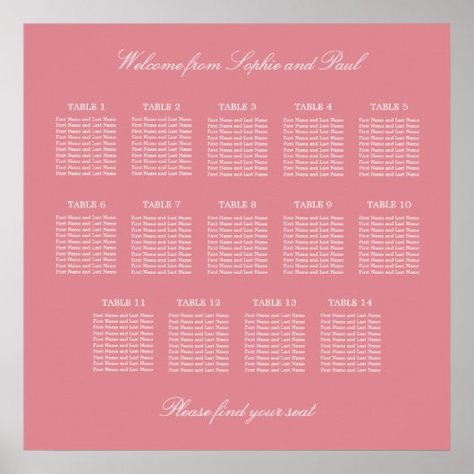 Roze Tafel Trouw Zittijd Poster (Voorkant)