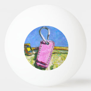 Roze Tag Geschilderd Landschap Contemporary Abstra Pingpongbal
