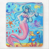 Roze Tailfin Mermaid Mousepad Muismat (Voorkant)