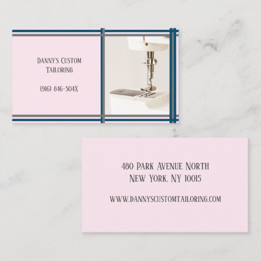 Roze Tailor naaimachine Visitekaartje (Voorkant / Achterkant)