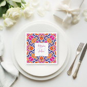 Roze talavera  Mexicaans bruiloft monogram Servet