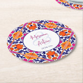 Roze talavera  Mexicaanse bruiloft gunsten Ronde Kartonnen Onderzetter (Gebogen)