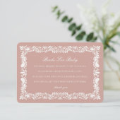 Roze Talavera Tegel Boeken Baby Invitation Insert Informatiekaartje (Staand voorkant)