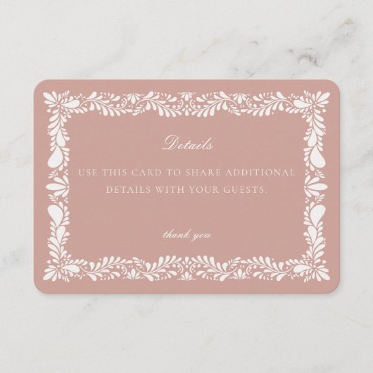 Roze Talavera Tegel Details Kaart Invitation Inser (Voorkant)