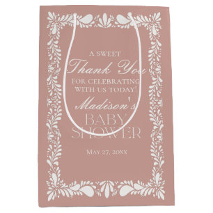 Roze Talavera Tegel Fiesta Baby shower Favors Medium Cadeauzakje