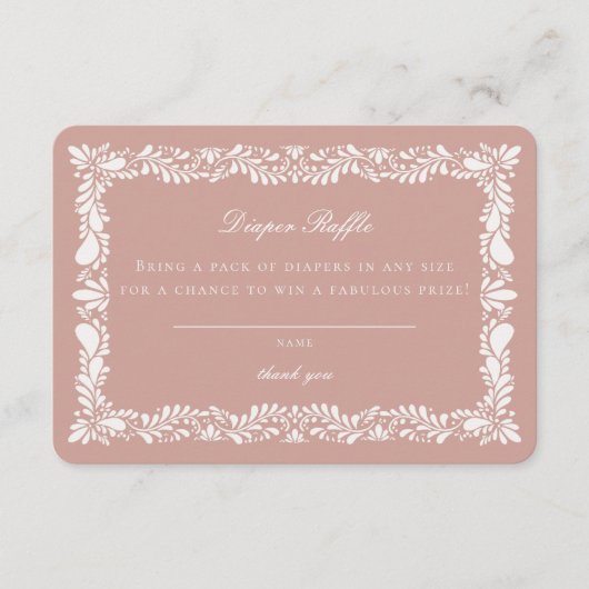 Roze Talavera Tegel Luier Raffle Invitation Insert Informatiekaartje (Voorkant)