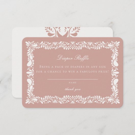 Roze Talavera Tegel Luier Raffle Invitation Insert Informatiekaartje (Voorkant / Achterkant)