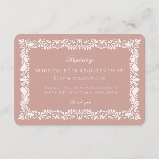 Roze Talavera Tegel Registry Kaart Invitation Inse (Voorkant)