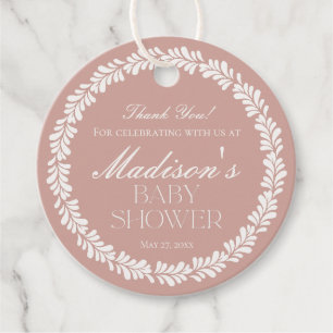 Roze Talavera Tegel Spaans Fiesta Baby shower Bedankjes Labels