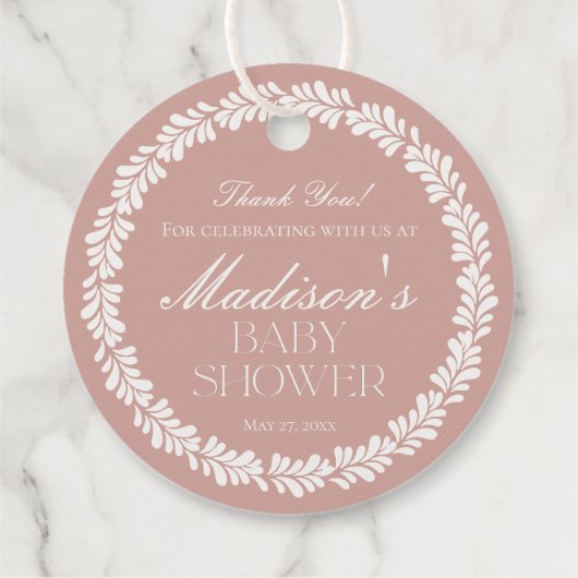 Roze Talavera Tegel Spaans Fiesta Baby shower Bedankjes Labels (Achterkant)