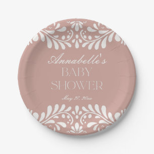 Roze Talavera Tegel Spaans Fiesta Baby shower Papieren Bordje