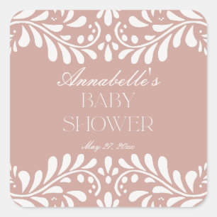 Roze Talavera Tegel Spaans Fiesta Baby shower Vierkante Sticker