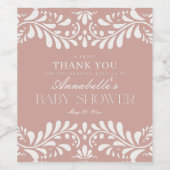 Roze Talavera Tegel Spaans Fiesta Baby shower Wijn Etiket (Enkel label)