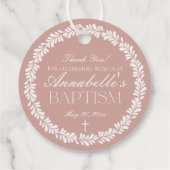 Roze Talavera Tegel Spaans Fiesta Doopcirkel Bedankjes Labels (Achterkant)