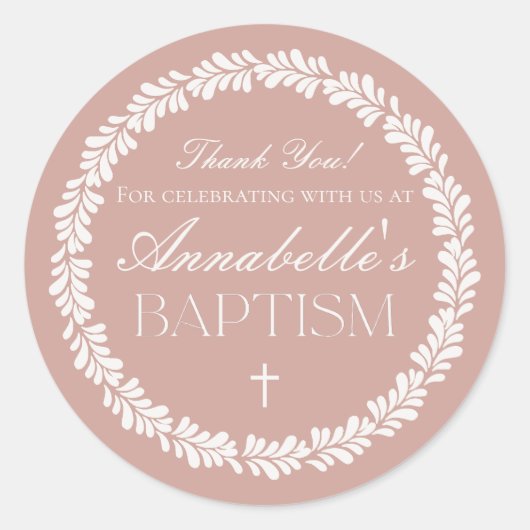 Roze Talavera Tegel Spaans Fiesta Doopgunst Ronde Sticker (Voorkant)