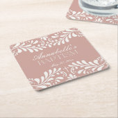 Roze Talavera Tegel Spaans Fiesta Doopsel Kartonnen Onderzetters (Schuin)