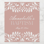 Roze Talavera Tegel Spaans Fiesta Doopsel Wijn Etiket (Enkel label)