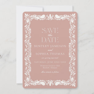 Roze Talavera Tegel Spaans Fiesta Save the Date Kaart