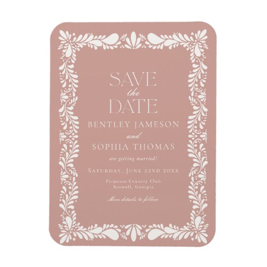 Roze Talavera Tegel Spaans Fiesta Save the Date Magneet (Verticaal)