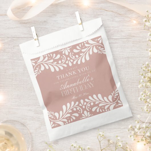 Roze Talavera Tegel Spaans Fiesta Verjaardag Desse Bedankzakje (Geknipt)