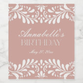 Roze Talavera Tegel Spaans Fiesta Verjaardag Wijn Etiket (Enkel label)