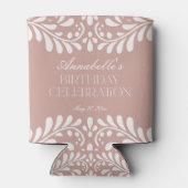 Roze Talavera Tegel Spaans Fiesta Verjaardagsgunst Blikjeskoeler (Achterkant)