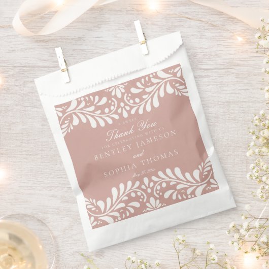 Roze Talavera-tegel Spaanse feestelijke huwelijksd Bedankzakje (Geknipt)