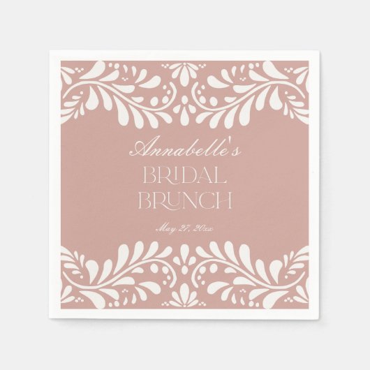 Roze Talavera-tegel Spaanse Fiesta Bruidsbrunch Servet (Voorkant)