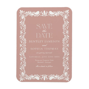 Roze Talavera-tegel Spaanse Fiesta Save the Date Magneet