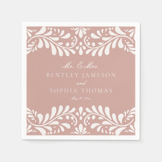 Roze Talavera Tegel Spaanse stijl Fiesta bruiloft Servet (Voorkant)