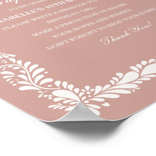 Roze Talavera Tegel Time Capsule Baby Verjaardagss Poster (Hoek)