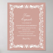 Roze Talavera Tegel Time Capsule Baby Verjaardagss Poster (Voorkant)