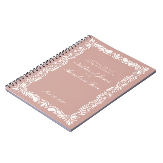 Roze Talavera Tegel Trouwbrieven Bruid & Bruidegom Notitieboek (Linkerzijde)