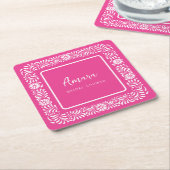 ROZE TALAVERA VRIJGEZELLENFEEST KARTONNEN ONDERZETTERS (Schuin)