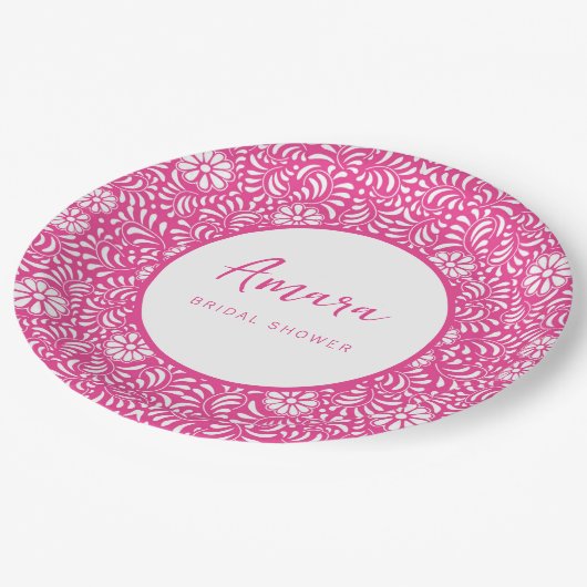 ROZE TALAVERA VRIJGEZELLENFEEST PAPIEREN BORDJE (Gekanteld)