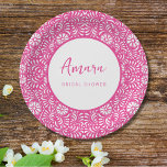 ROZE TALAVERA VRIJGEZELLENFEEST PAPIEREN BORDJE<br><div class="desc">Mooie roze Mexicaanse Talavera bloemen</div>